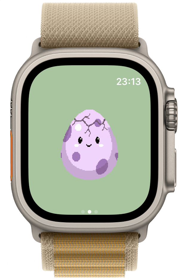 WatchieBesti 컴플리케이션이 올바르게 표시된 Apple Watch 시계 화면