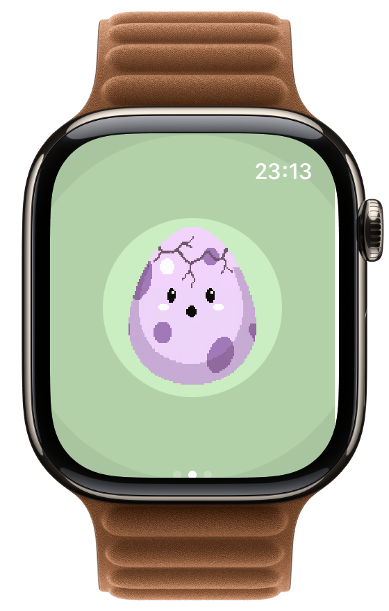 Apple Watch 显示蛋蛋开始孵化时的惊讶表情