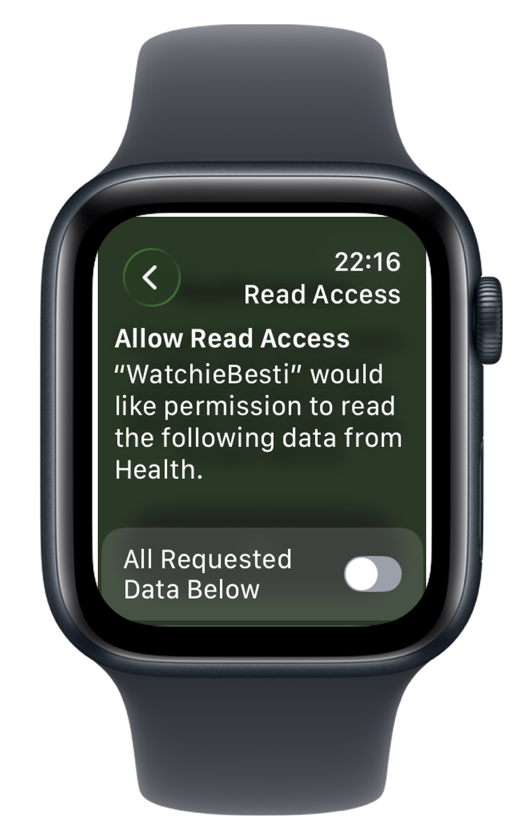 watchOS Read Access review screen