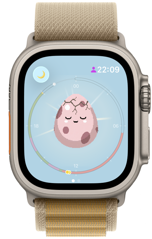 Apple Watch 上宠物在夜间睡觉，带有心情环