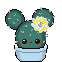 Pixel art Tall Cactus Cactus in Teal