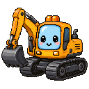 Pixel art Earth Mover Digger in Orange