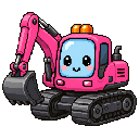 Pixel art Earth Mover Digger in Pink