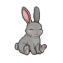 Coniglio adulto in pixel art, un WatchieBesti (Coniglio) in Grigio