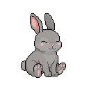 Coniglio giovane in pixel art, un WatchieBesti (Coniglio) in Grigio