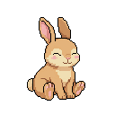 Coniglio giovane in pixel art, un WatchieBesti (Coniglio) in Fulvo