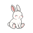 Coniglio giovane in pixel art, un WatchieBesti (Coniglio) in Bianco
