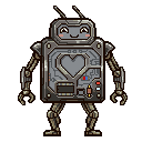 Pixel art Robot Robot in Chrome