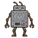 Pixel art Mech Robot in Chrome