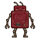 Pixel art Mech Robot in Crimson