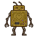 Pixel art Mech Robot in Gold