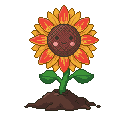 Pixel art Full Bloom Sunflower in Red
