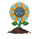 Pixel art Full Bloom Sunflower in Sky Blue