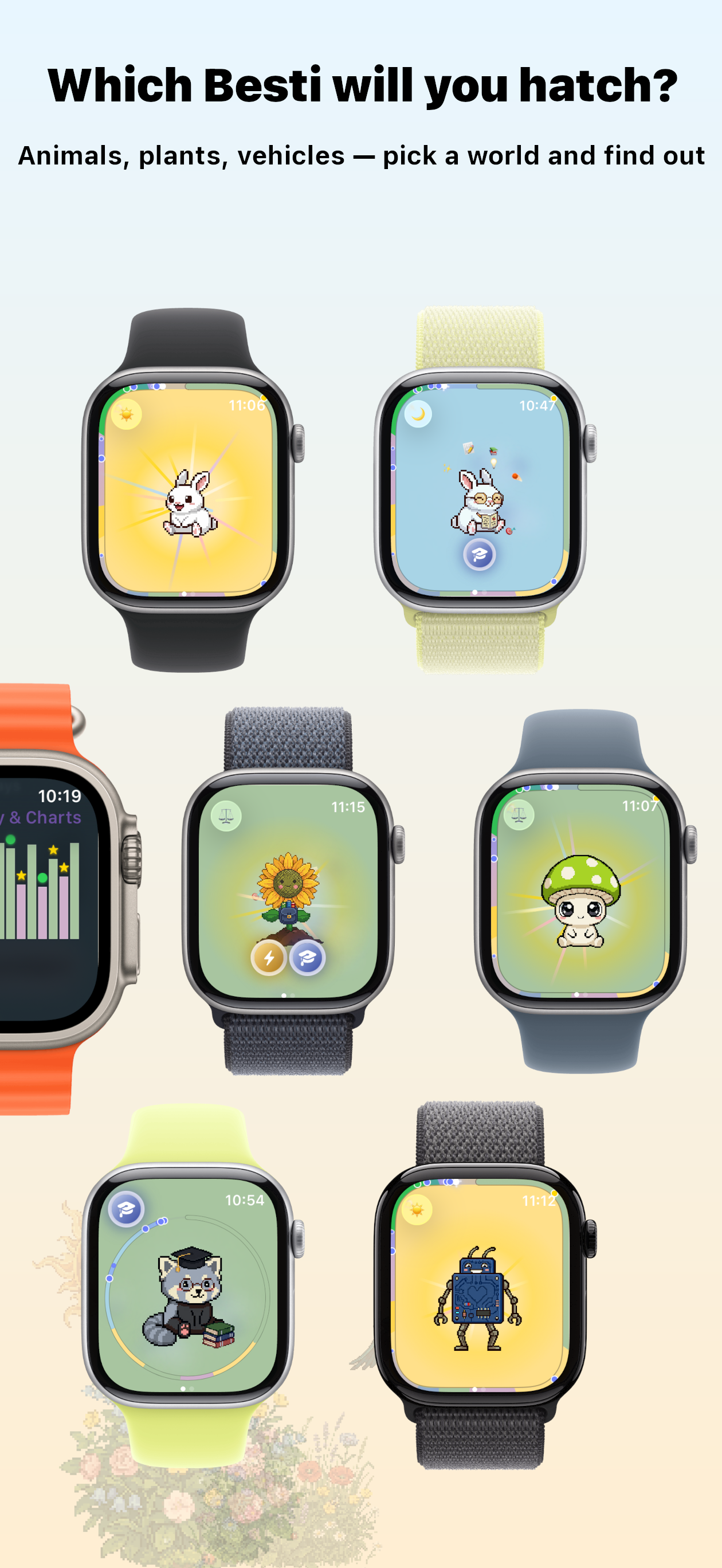WatchieBesti iPhone app — pet details and achievements