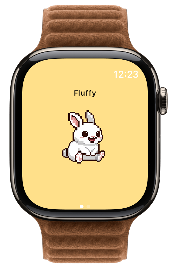Apple Watch showing a happy pet