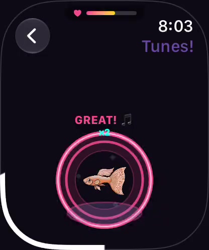 คลิปเล่น Besti Tunes ปลาเลี้ยงแตะตามจังหวะวงแหวนพัลส์